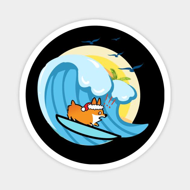 Funny Corgi Surfing- dog Surf Magnet by IN-Style